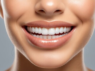 Obraz premium Perfect, radiant smile of a woman with healthy, white teeth and glossy lips
