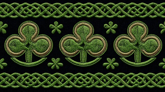 Celtic loop design surrounding shamrock motifs