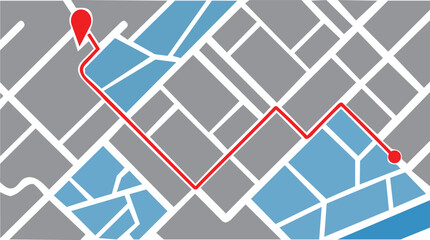 City map navigation. GPS navigator. Point marker icon. Top view, view from above. Abstract background. Cute simple design. Flat style vector illustration.