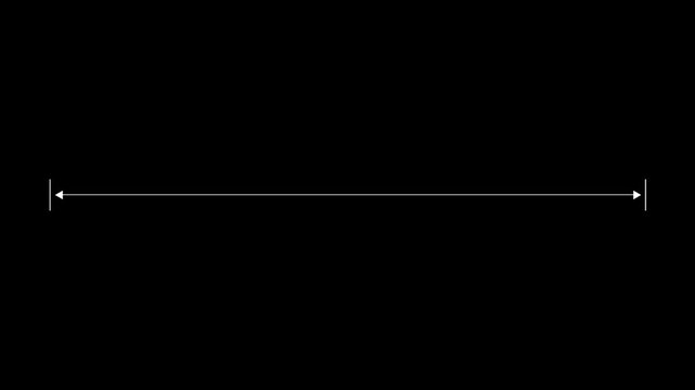 Animated measurement line on black screen. White line with tick marks indicating distance. Perfect for diagrams, blueprints, or data