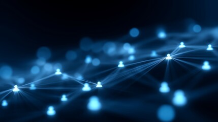 Abstract concept of AI-powered audience targeting with luminous data lines connecting people icons over digital blue background