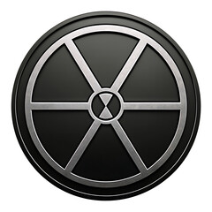 Obraz premium Circular radiation symbol with metallic texture on black background
