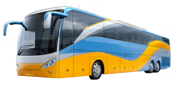 A modern passenger bus with colorful design, suitable for long - distance travel and transportation purposes.