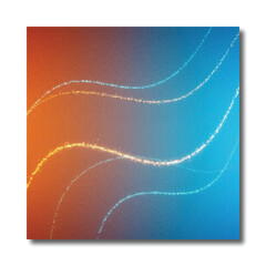 Abstract Contrasting Orange and Blue Background with Sparkling Wavy Lines and Textured Grain