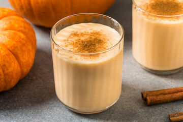 Sweet Homemade Pumpkin Spice Eggnog with Cinnamon