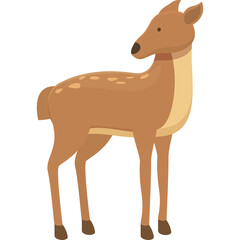 Cartoon Deer Standing on Transparent Background With A White Collar Around Its Neck And Brown Spots On Its Back