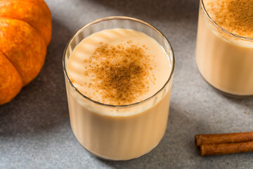 Sweet Homemade Pumpkin Spice Eggnog with Cinnamon