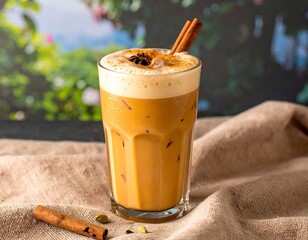 Iced coffee drink with cinnamon and spices