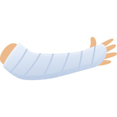 Cartoon Arm Cast Bandage Medical Support Injured Limb Healthcare Symbol Isolated Transparent Background