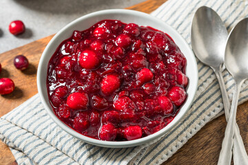 Red Sweet Homemade Cranberry Sauce in a Bowl