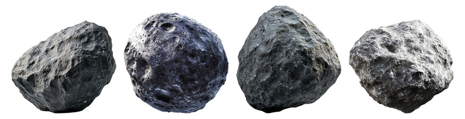 Realistic Varied Textures of Natural Rocks on a Transparent Background, Isolated on Transparent Background