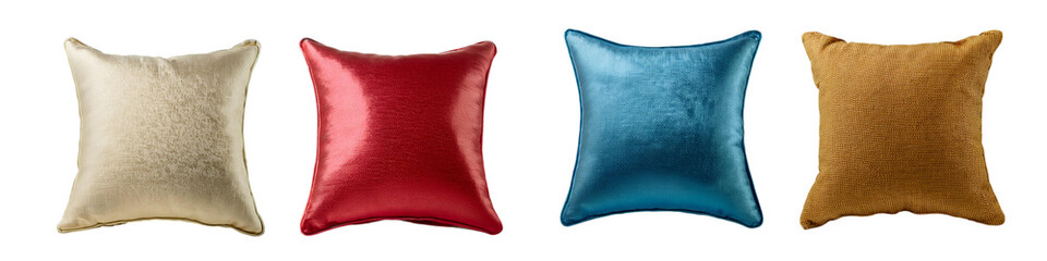 Luxurious silk throw pillows isolated on transparent background