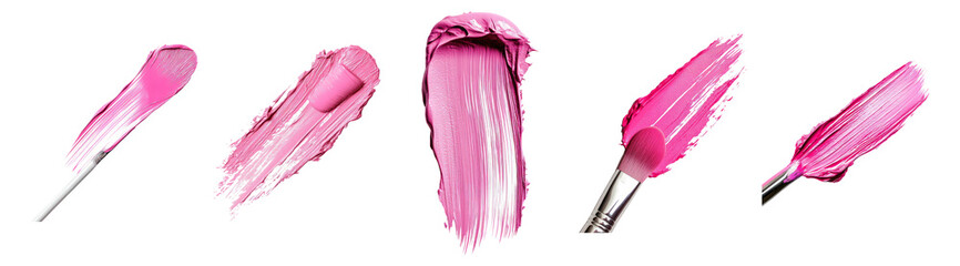 Colorful Pink Paint Strokes on White Background for Art Projects, Isolated on Transparent, white background