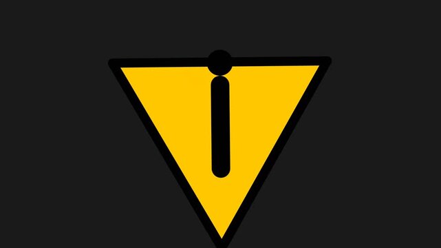 Rotating Yellow Hazard Warning Triangle with Exclamation Mark