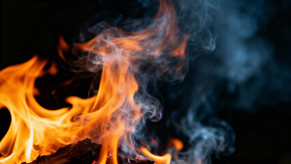 Fototapeta premium Dramatic Fire Element Isolated on a Dark Background , Ideal for Visual Design Projects, Poster Backgrounds, Film Special Effects References, Digital Art Materials, and Creative Marketing Visuals