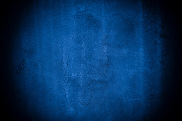 Old wall pattern texture cement blue dark abstract  blue color design are light with black gradient background.