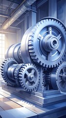 Industrial machinery in a large factory