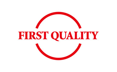 FIRST QUALITY - FIRST QUALITY text written on Red Rubber Stamp 
