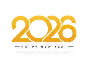 New Year 2026 Celebration in Flat Typography Design Illustration for calendar and poster sign design decoration