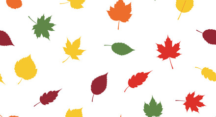 Obraz premium A vibrant collection of colorful autumn leaves scattered across a white background.