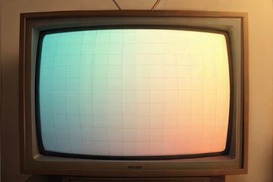 Warm gradient on old analog tv screen with vintage grain and subtle blur effect