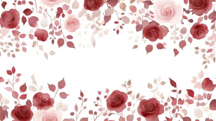 Delicate roses and leaves frame a white space for text.