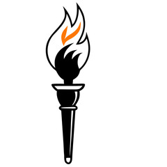 Illustration of a classic olympic torch on transparent background silhouette