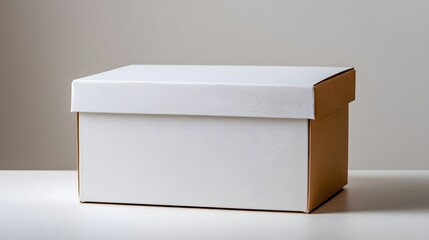 White lid box rests on a white surface with a plain background.