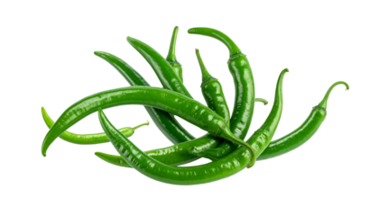 Long Green Chilli, Isolated on Transparent Background, High Quality Photo