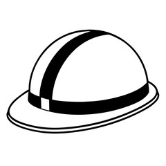 Illustration of a pith helmet with black band on transparent background silhouette