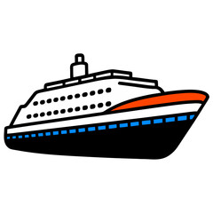 Obraz premium Illustration of a large cruise ship vessel on transparent background silhouette