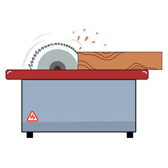 Table Saw Cutting Wood for projects in a workshop Illustration