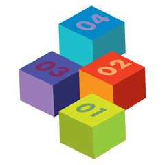 Isometric Numbered Blocks Graphic Illustration. bar graphs 