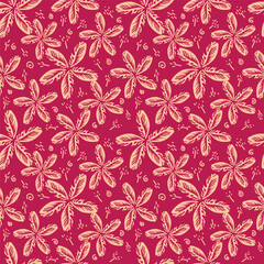 Elegant seamless floral pattern featuring vibrant pink, yellow, and purple blooms – perfect for fabric prints, wallpapers, and digital backgrounds