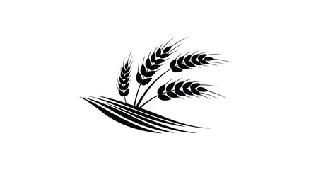 A stylized black silhouette of wheat stalks with detailed ears of grain and flowing leaves on a white background © AL-AMIN