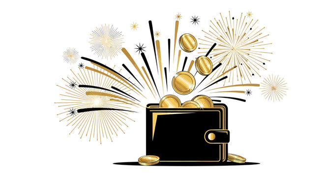 Celebration Event, Wallet, Money, Fireworks, Graphic, Whisk_6aa5127e4a1526db6e24da25d2c6d26edr.eps, Isolated, Prosperity, Financial Success