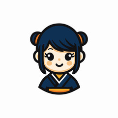 Kimono girl cartoon design vector illustration