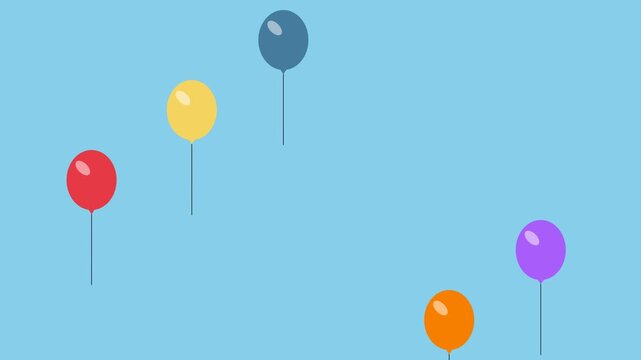 Colorful Balloons in a Row Against Blue Sky