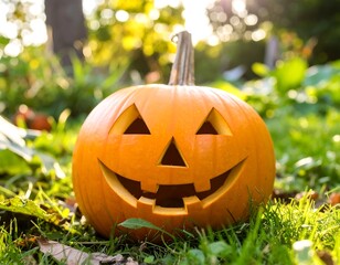 Jack-o'-lantern in garden