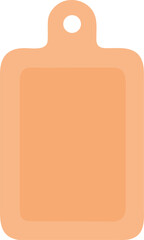 A small orange rectangle with a tag hanging from it, suggesting a product or item for sale.