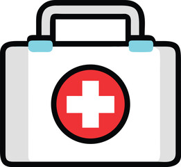 Obraz premium A first aid kit icon set against a white background, illustrating emergency care and first response.