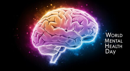 Celebrating World Mental Health Day A Vibrant Brain Illustration & Promoting Well-being