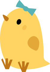 Cute Chick Sitting. Baby Bird with Blue