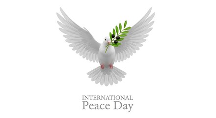 A white dove with outstretched wings carrying an olive branch, symbolizing peace.