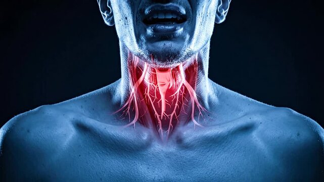 Throat Pain and Inflammation: Medical Illustration of Sore Throat and Throat Infection