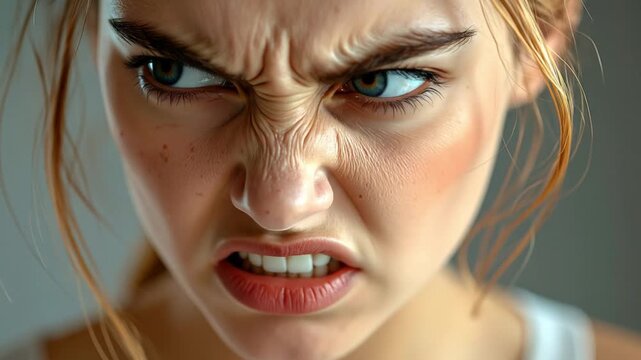 Woman Grimacing in Disgust.