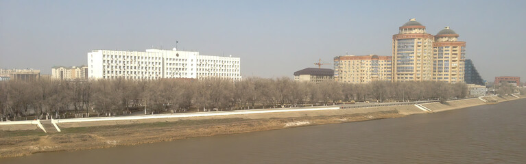 The Ural River in Atyrau, Kazakhstan