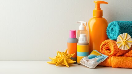 Colorful bath products and towels on display.