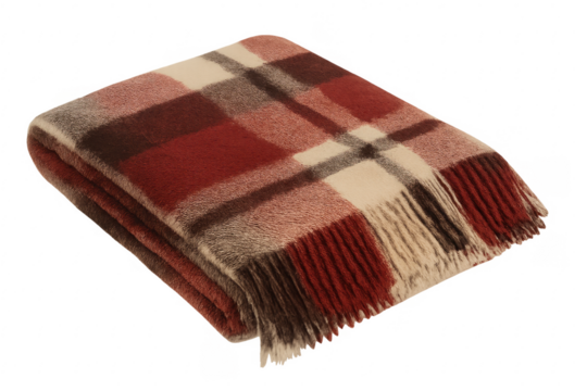 Plaid woolen blanket folded for warmth and comfort