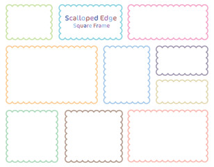 もこもこラインの四角フレームセット/パステルカラー